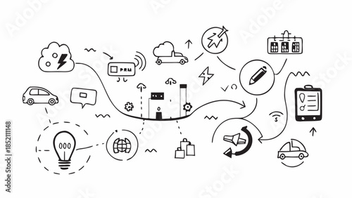 Illustration of connected devices and data flow
