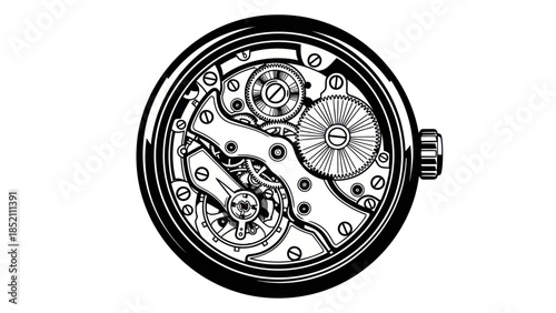 Intricate Clockwork Mechanism Detailed Engraving.