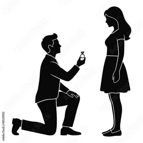 Man proposing to woman with engagement ring