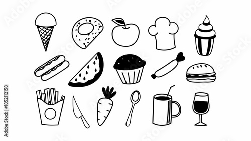 Assorted food and drink icons