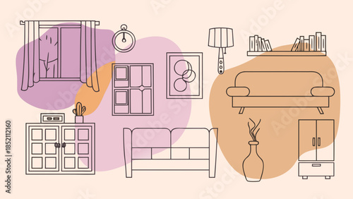 Modern living room interior with sofa and decor