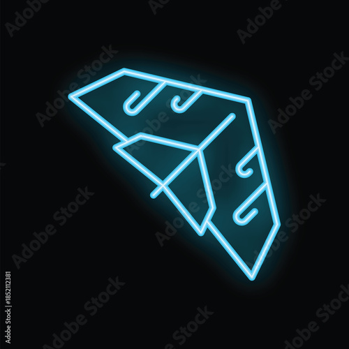 Bright blue neon sign depicting a hang glider, perfect for any business related to extreme sports