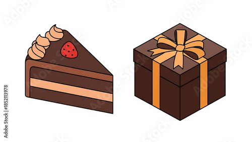 Delightful cake slice and gift box