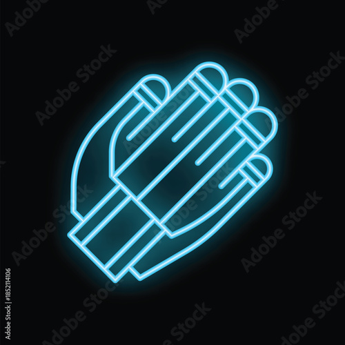 Neon icon of two hands clapping applauding cheering representing concepts like approval and appreciation