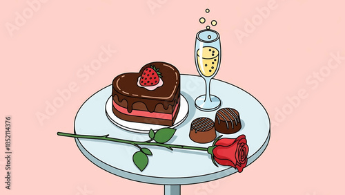 Celebratory dessert and champagne