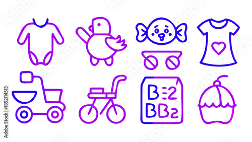 Colorful baby items and accessories