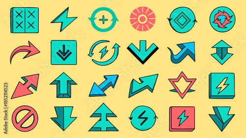Collection of various directional arrows and symbols