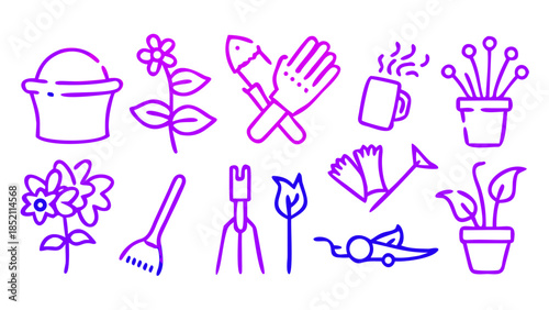 Gardening tools and plants