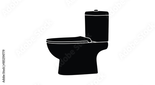 A black silhouette of a modern toilet showcasing sanitary ware design silhouette