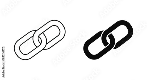 Interlocking chain links depicted in contrasting line styles featuring a dark silhouette