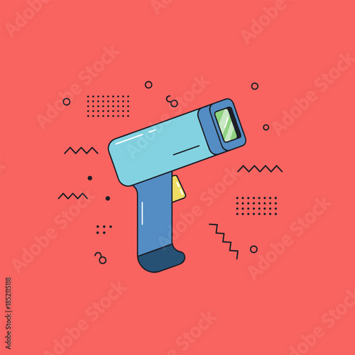 Illustration of a Non-Contact Forehead Thermometer for Temperature Measurement.