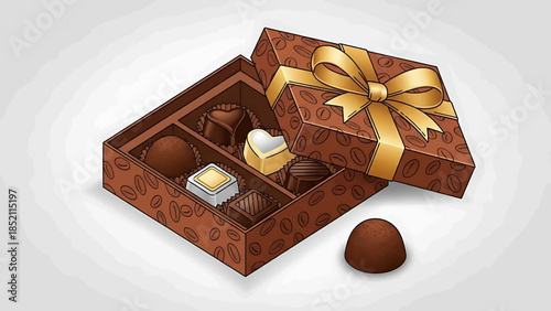 Open chocolate gift box with assorted treats