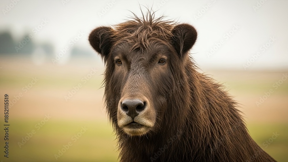 Fototapeta premium Majestic brown bear with shaggy fur in natural outdoor setting