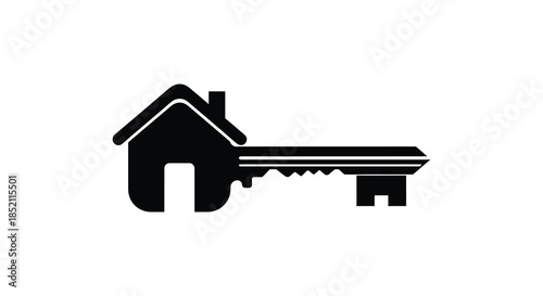 A black key cleverly designed in the shape of a house a home access silhouette