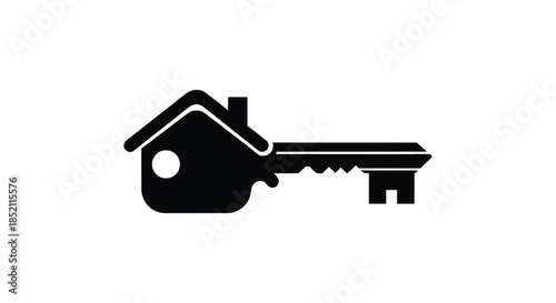 A combined house and key design representing homeownership security and access silhouette