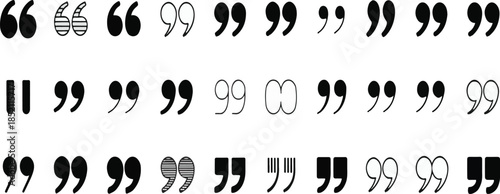 Diverse Vector Quotation Mark Symbols Set for Typography and Graphic Design Applications
