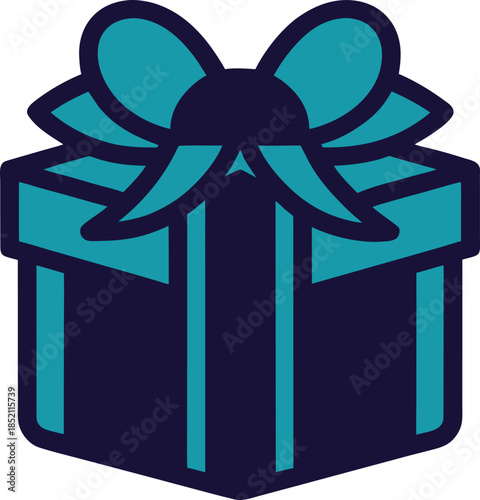 Blue and dark blue gift box with ribbon and bow vector illustration EPS file download.

