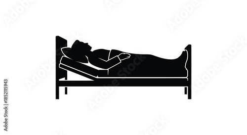 Person lying in bed resting depicted as a dark striking outline silhouette
