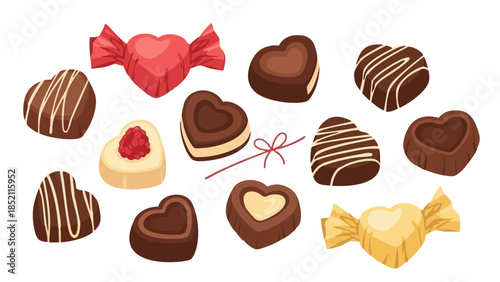 Heart-shaped chocolates assorted for Valentines Day  
