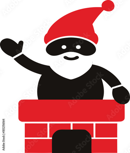 Silhouette of Santa Claus Waving from a Red Chimney vector illustration EPS file download.
