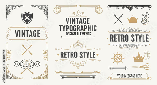 Vintage typographic design elements with retro style and classic aesthetic for branding and creative projects