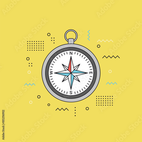 Compass Illustration - Navigational Tool for Direction and Exploration.