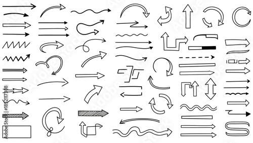 Set of Doodle Arrows and Lines Vector Illustrations
