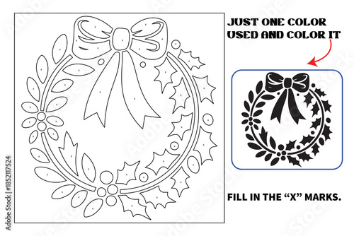 Christmas Monochrome coloring pages for adults and teens with Amazon KDP book interior designs.