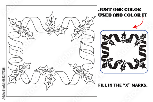 Christmas Monochrome coloring pages for adults and teens with Amazon KDP book interior designs.