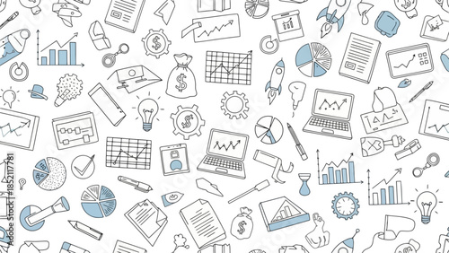 Business doodle icons vector illustration for creative projects and presentations