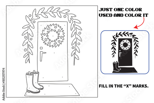 Christmas Monochrome coloring pages for adults and teens with Amazon KDP book interior designs.