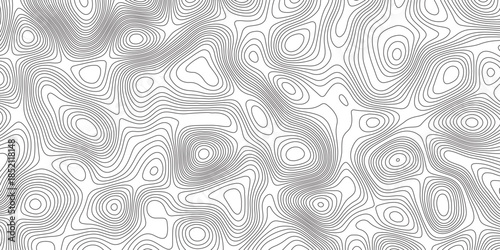 Abstract topographic contours map background. Topographic map and landscape terrain texture grid. Modern design with White background with topographic wavy pattern design. Black-white background.	