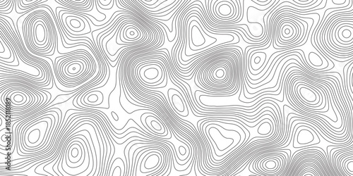 Abstract topographic contours map background. Topographic map and landscape terrain texture grid. Modern design with White background with topographic wavy pattern design. Black-white background.	
