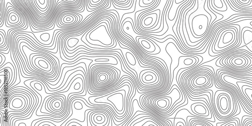 Abstract topographic contours map background. Topographic map and landscape terrain texture grid. Modern design with White background with topographic wavy pattern design. Black-white background.	
