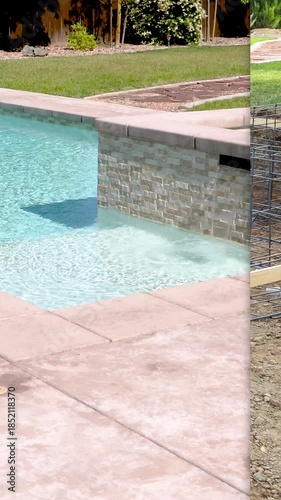 Beautiful Pool Construction Before and After Looping Reveal.