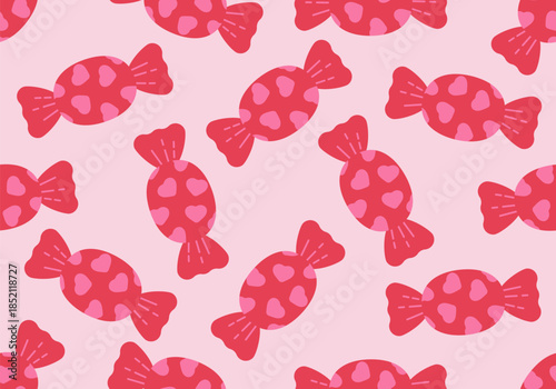 Wrapped candies background. Vector seamless pattern with candies sweets