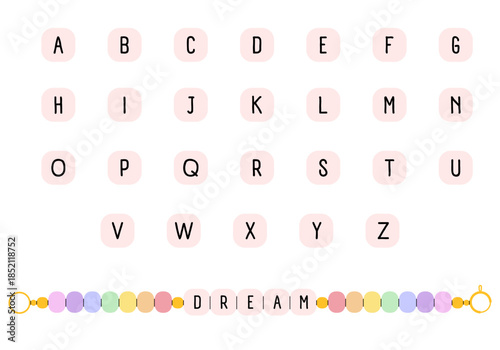 Alphabet letter beads. Kid beaded bracelets design kit. Best friends forever BFF, besties and lucky handmade jewelry, DIY friendship bracelet