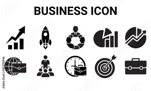 Business icons set isolated on transparent background