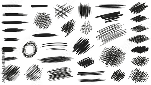 Abstract Vector Brush Strokes and Scribbles Collection for Design Projects