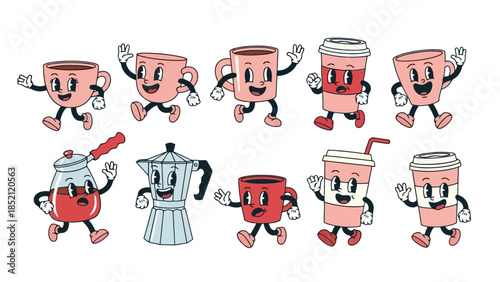 Whimsical Coffee Characters in Vector Illustration