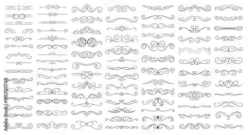 A collection of various decorative and ornamental designs and patterns, including floral, geometric, and abstract elements, suitable for artistic and creative projects