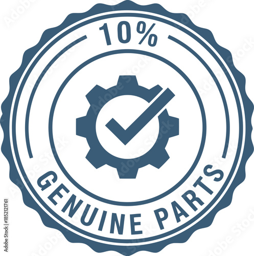 Premium Genuine Parts Badge Vector, Authentic Quality Guarantee Seal, Mechanical Certification Icon