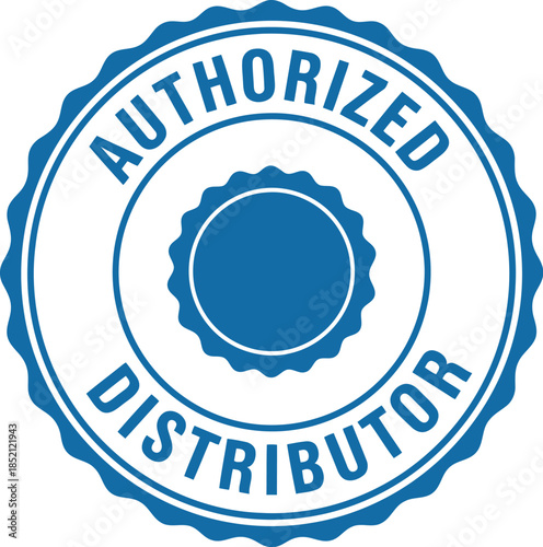 Blue Authorized Distributor Seal Badge Vector for Business Certification and Official Approval