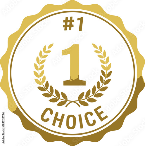 Gold Number One Choice Award Badge Vector – Premium Quality Winner Seal Design