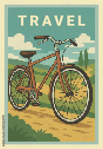 Vintage Travel Poster Illustration of a Classic Bicycle