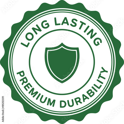 Schilderij op canvas Green Long Lasting Premium Durability Badge Icon for Quality Assurance and Produ