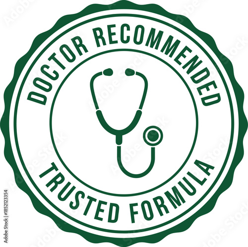 Doctor Recommended Trusted Formula Badge with Stethoscope Icon for Medical Product Endorsement