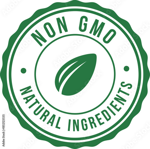 Non GMO Natural Ingredients Badge Vector – Organic Food Label, Eco Friendly Certification Icon