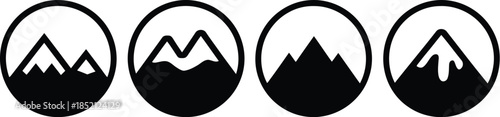 Mountain Peak Icons Set - Abstract Geometric Mountain Shapes