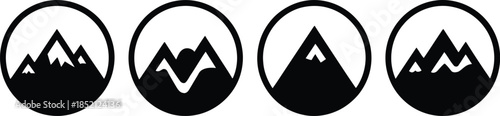 Abstract Mountain Range Icons Concept for Nature and Adventure Themes
